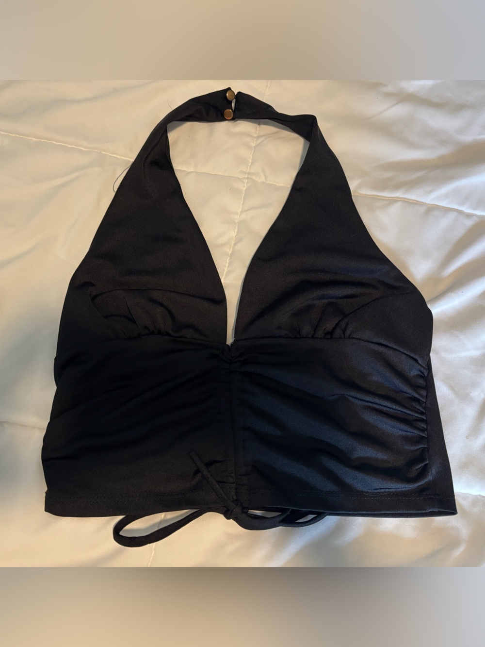 Black Halter Crop Tank Top with Adjustable Tie